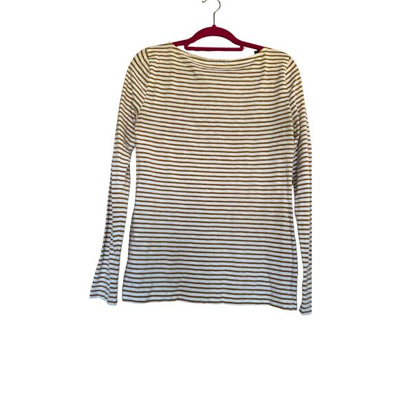 Cream and Gold Metallic Stripe Tee - Picture 2 of 5